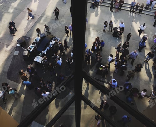 Gathering of people in an urban area
