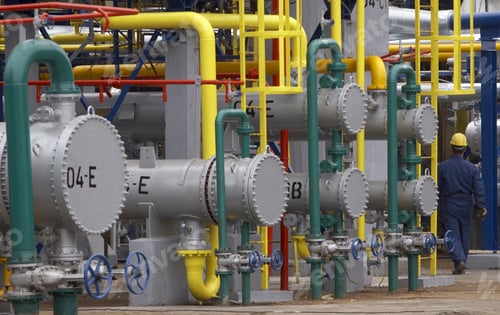 Preview: Close Up Of Industrial Pipes Of Oil Industry Production