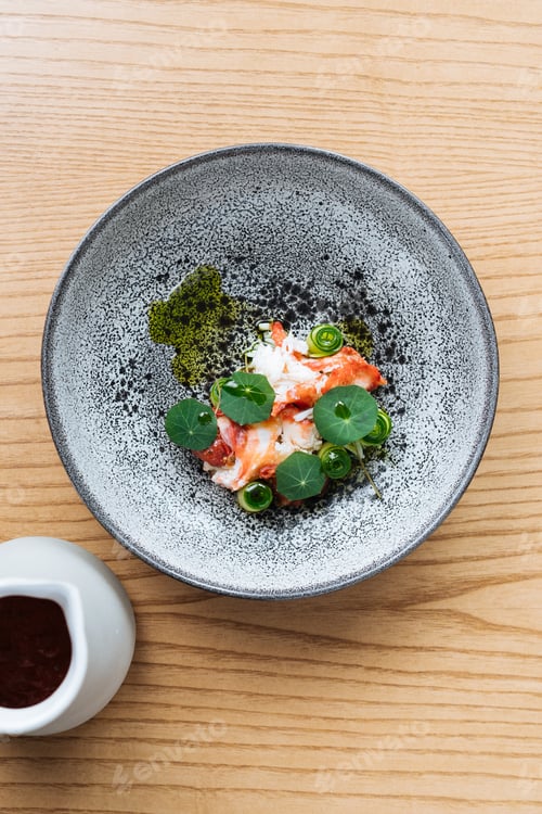Preview: sauce and Nordic appetizer top view