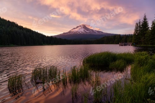 Preview: Landscape View of Mt Hood. American Nature Background