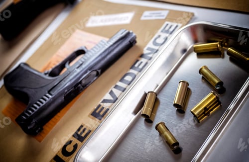 Preview: Criminalistic Laboratory, Bullet shell analysis, conceptual image