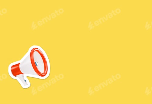 Preview: Megaphone on bright yellow background with copy space