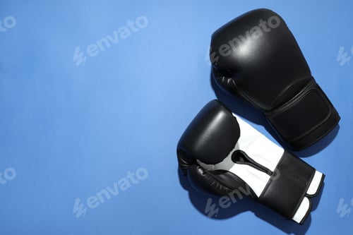 Preview: Black boxing gloves on a blue background