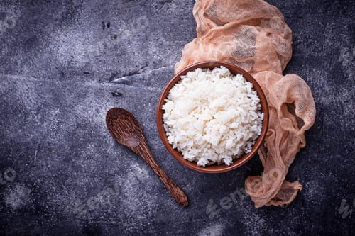 Preview: White boiled rice on bowl