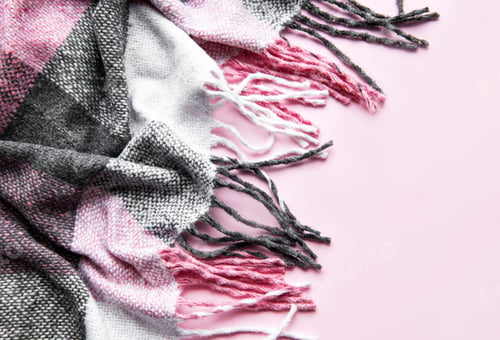 Preview: Crumpled warm woven pink and gray plaid