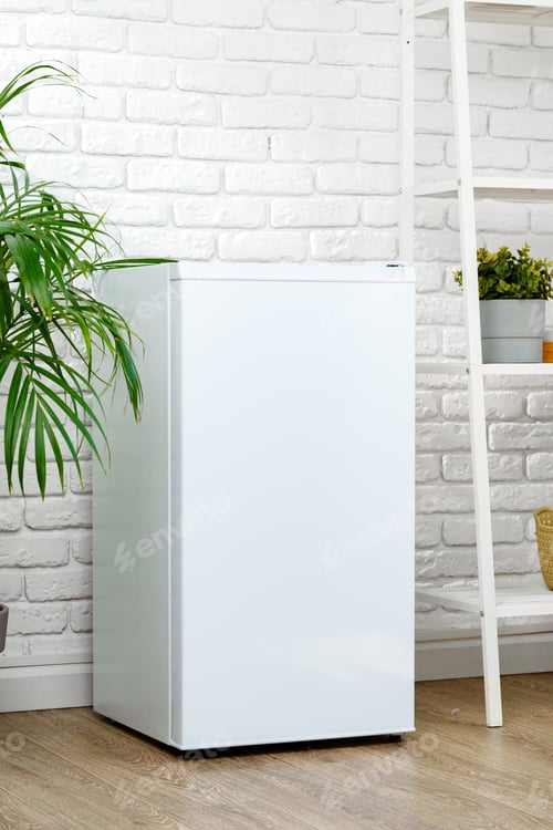 Preview: White Compact Refrigerator In A Modern Kitchen