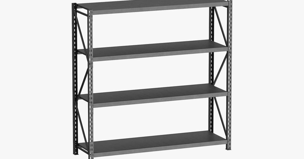 Solid Steel Pallet Rack Clean, Dark Gray Metal Shelving Unit with Four ...