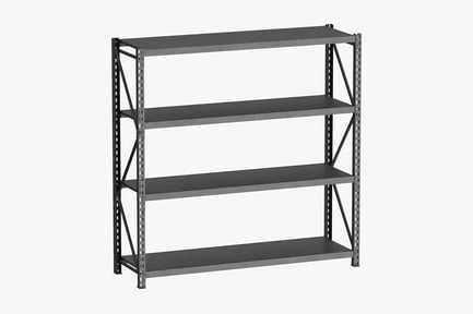 Preview: Solid Steel Pallet Rack Clean, Dark Gray Metal Shelving Unit with Four Shelves