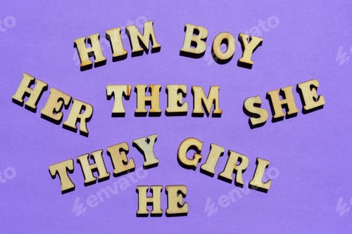 Preview: Gender pronouns, They, Them, Him, He, She, Her, Boy Girl, words