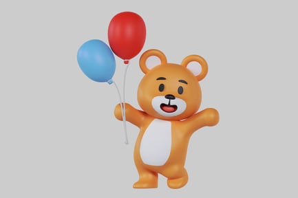 Preview: Cartoon bear with balloons