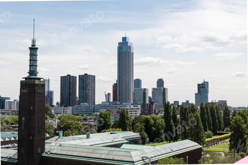 Preview: the skyline of rotterdam with new buildings and lot of greenery