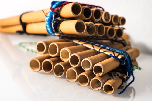 Preview: Traditional Pan flute of Mayan and Peruvian on white background