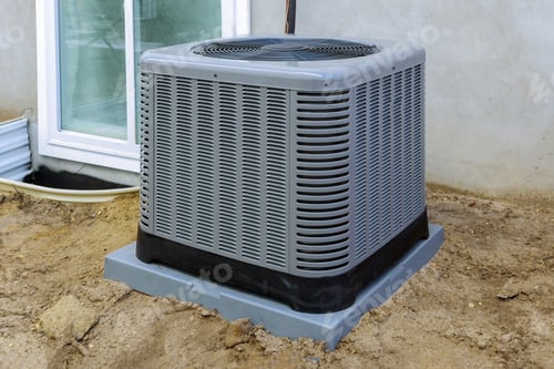 Preview: Air conditioning system unit installed outside facade of the house