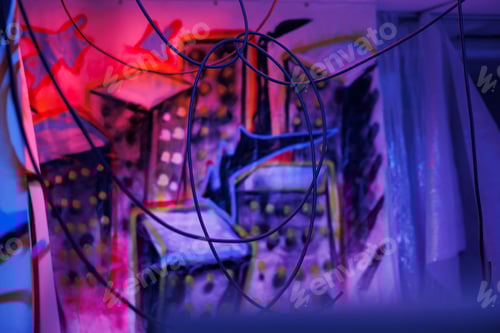 Preview: Damaged old place with fluorescent neon lights