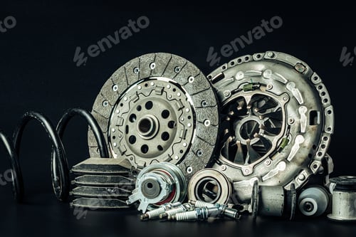 Preview: Car break disc on black background close up