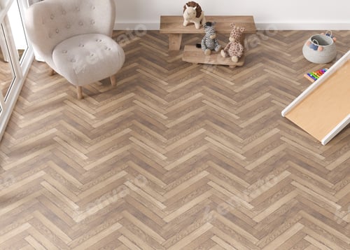 Preview: Mock up for carpet. Children room interior in minimalist, contemporary style. Top view.