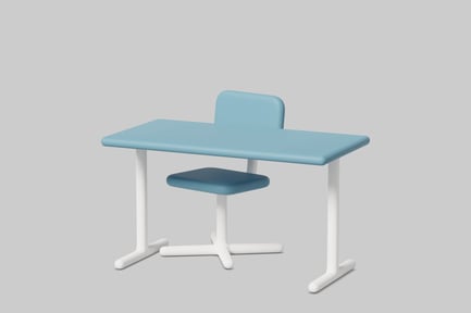 Preview: Minimalist desk and chair set in pastel colors
