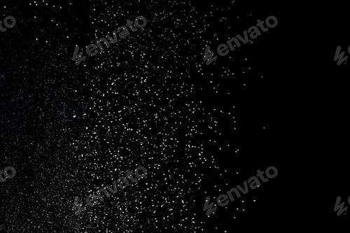 Preview: Flour sifting on a black background. White powder splash isolated on black