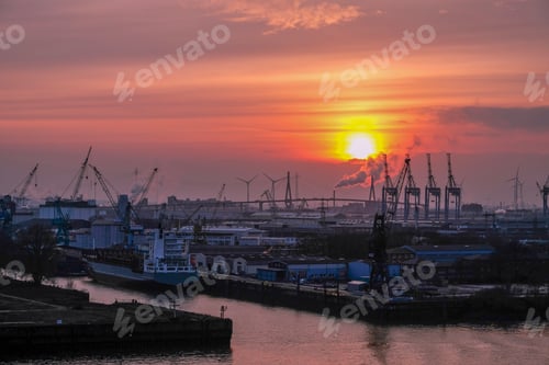 Preview: Sunset in the Port of Hamburg