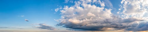 Preview: Panoramic view of blue sky with clouds after sunset.