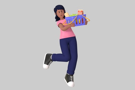 Preview: Woman with shopping basket