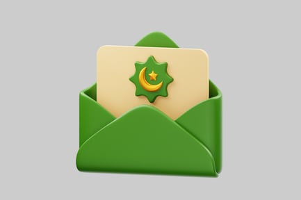 Preview: Eid invitation card in envelope