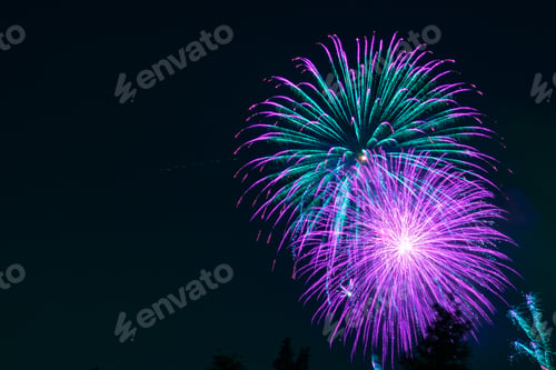 Preview: Purple and green fireworks display