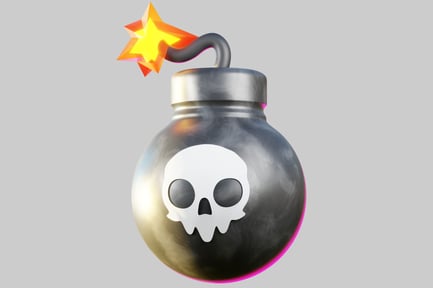 Preview: Digital illustration of a bomb with skull and explosion symbol