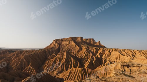 Preview: Eroded landscape of bardenas reales natural park in navarra, spain, resembling a desert