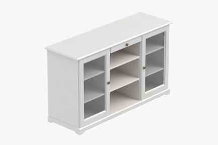 Preview: White Painted Scandinavian Sideboard with Glass Doors