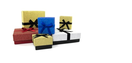 Preview: group gift boxes in red silver and gold