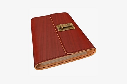 Preview: Red leather journal with metal clasp