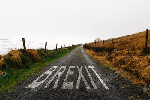 Preview: Road marking with the word Brexit painted