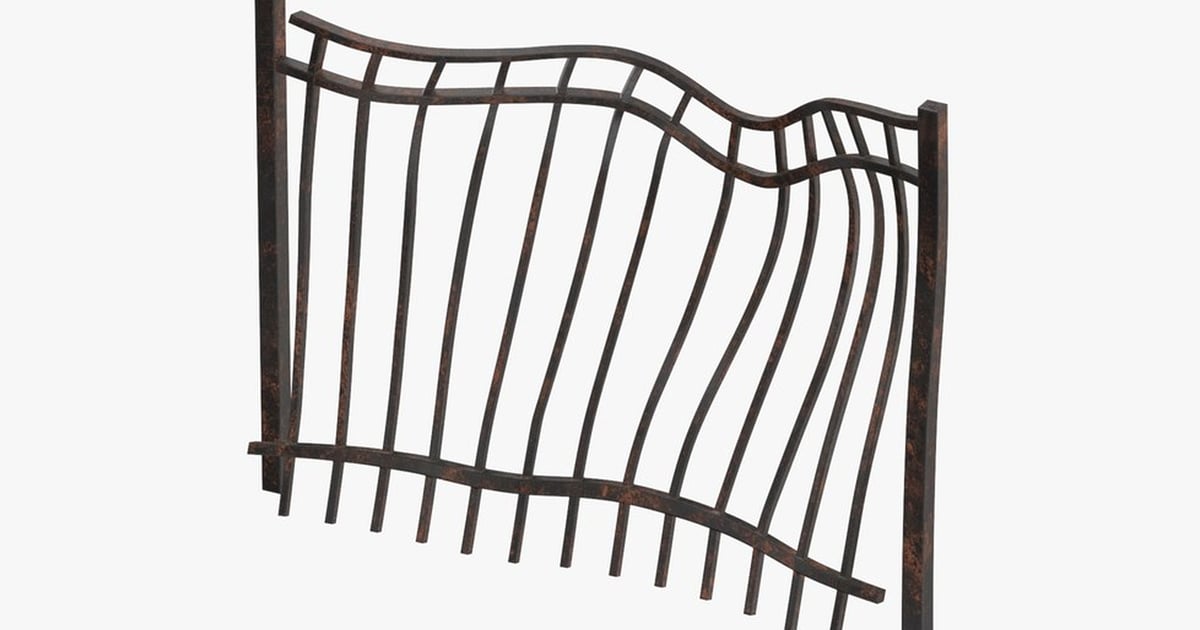 Distorted Wrought Iron Fence Panel 3D, Incl. fence & kitbash - Envato