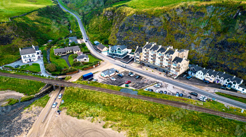 Preview: Aerial view of the hotels near Downhill House. Castlerock, North