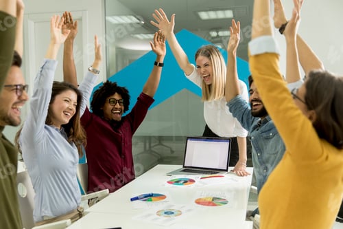 Preview: Successful young businesspeople having meeting in modern office