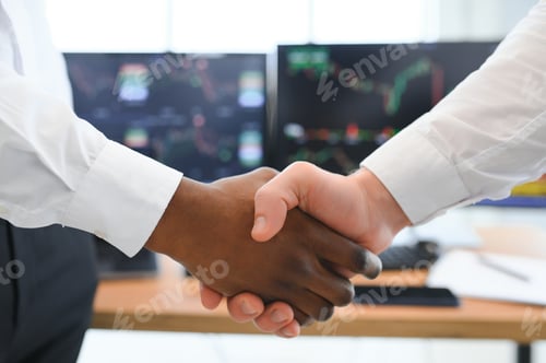 Preview: Investor stock trading of business partners shaking hands