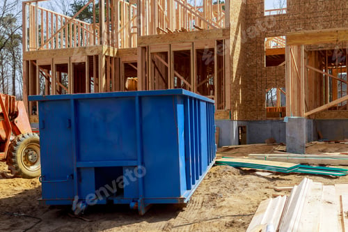Preview: In order to recycle garbage, a metal container trash dumpster is used
