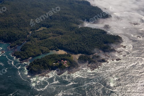 Preview: Aerial Landscape View of Pacific Ocean Coast on the Vancouver Island, BC, Canada