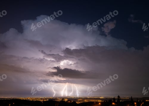Preview: Lightning storm over the city, Prague, Czech republic