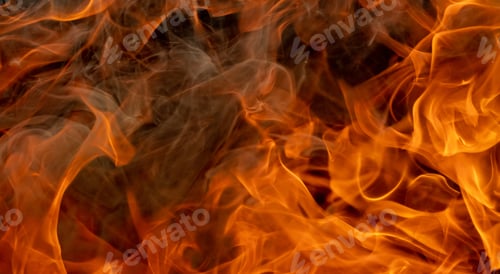 Preview: Flames of fire on black background