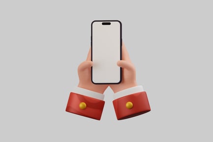 Preview: Cartoon hands holding phone mockup