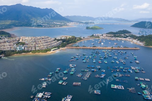 Preview: Tai Po, Hong Kong 10 May 2019: top view of Hong Kong tolo harbour
