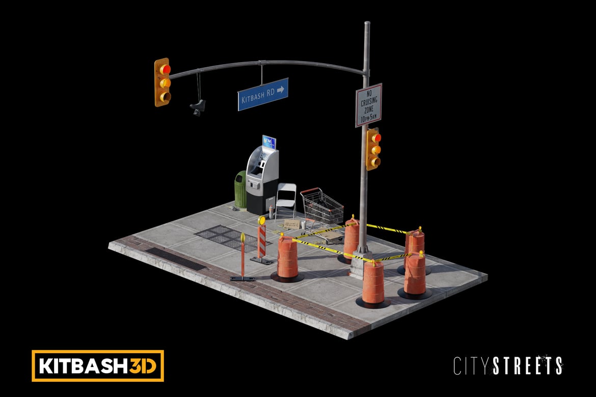 Kitbash: City Streets - Street Sign Construction 3D, Incl. street ...