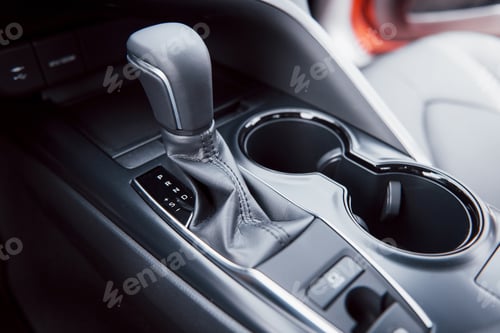 Preview: View of the interior of a modern automobile showing the dashboard. Automatic transmission