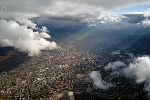 Preview: Aerial view from airplane window at high altitude