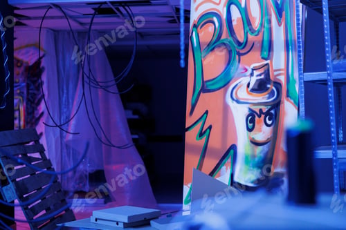 Preview: Broken down space glowing with fluorescent lights