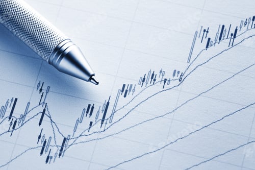 Preview: Increasing stock market graph with pen