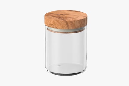 Preview: Glass Kitchen Jar with Wooden Lid