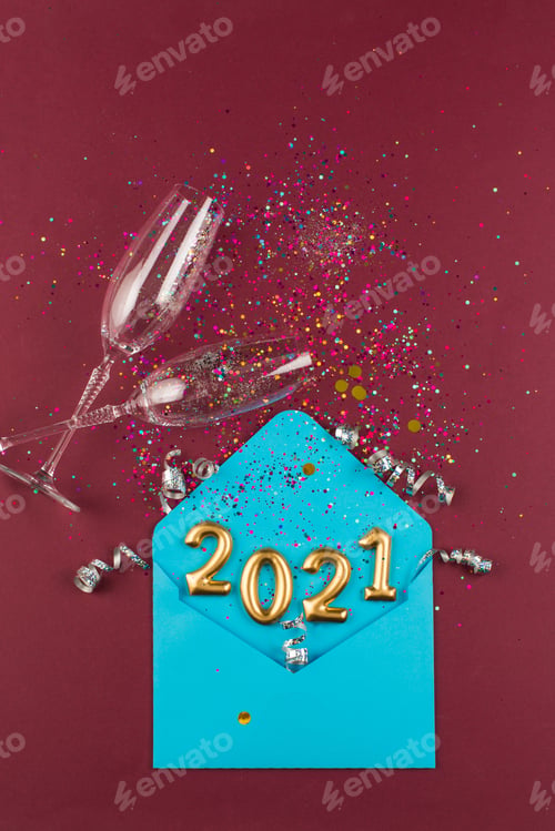 Preview: 2021 Golden Digits And Golden Sparkle In Blue Envelope
